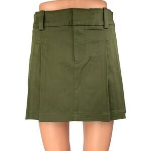 Aritzia Sunday Best Women's Green Khaki Pleated Zipper Mini A-Line Skirt Size 4